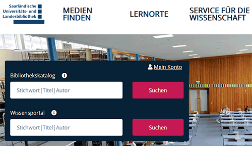Eingabefeld der einfachen Suche des Wissensportals auf der Homepage der SULB